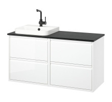 Szafka pod umyw/umywalka/bateria, połysk biały/czarny imitacja marmuru ÄNGSJÖN / BACKSJÖN 395.285.76