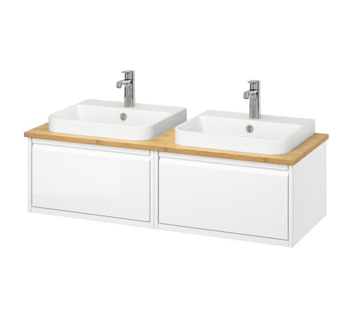 Szafka pod umyw/umywalki/baterie, połysk biały/bambus ÄNGSJÖN / BACKSJÖN 395.285.95
