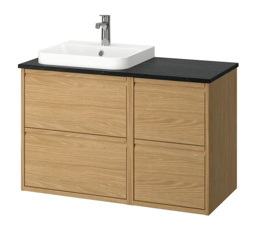 Szafka pod umyw/umywalka/bateria, imit. dębu/czarny imitacja marmuru ÄNGSJÖN / BACKSJÖN 595.284.53