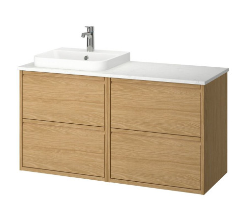 Szafka pod umyw/umywalka/bateria, imit. dębu/biały imitacja marmuru ÄNGSJÖN / BACKSJÖN 595.285.99