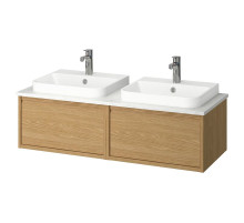 Szafka pod umyw/umywalki/baterie, imit. dębu/biały imitacja marmuru ÄNGSJÖN / BACKSJÖN 595.286.03