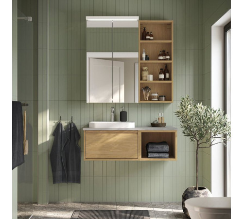 Szafka pod umyw/umywalka/bateria, imit. dębu/szary imitacja kamienia ÄNGSJÖN / BACKSJÖN 695.284.57