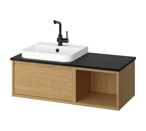 Szafka pod umyw/umywalka/bateria, imit. dębu/czarny imitacja marmuru ÄNGSJÖN / BACKSJÖN 895.284.56