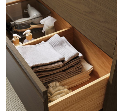 Szafka pod umyw/umywalki/baterie, brązowy imit. dębu/czarny imitacja marmuru ÄNGSJÖN / BACKSJÖN 895.286.25