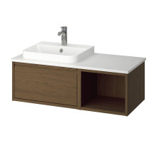 Szafka pod umyw/umywalka/bateria, brązowy imit. dębu/biały imitacja marmuru ÄNGSJÖN / BACKSJÖN 995.284.94