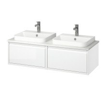 Szafka pod umyw/umywalki/baterie, połysk biały/biały imitacja marmuru ÄNGSJÖN / BACKSJÖN 995.285.83