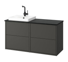 HAVBÄCK / ORRSJÖN szafka pod umyw/umywalka/bateria, ciemnoszary/czarny imitacja marmuru, 122x49x71 cm