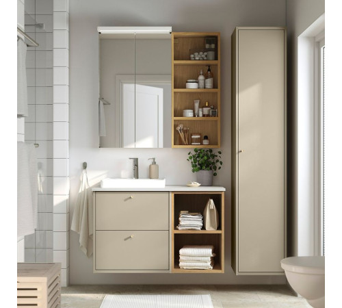 Szafka pod umyw/umywalka/bateria, beżowy/efekt dębu/biały imitacja marmuru HAVBÄCK / ORRSJÖN 495.284.01