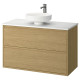 Szaf umyw z szufladami/umyw/bateria, imit. dębu/biały imitacja marmuru ÄNGSJÖN / LERSJÖN 495.712.96