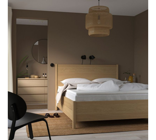 Materac i mata na materac, twardy jasnoniebieski/Nordberget biały VALEVÅG 495.724.51