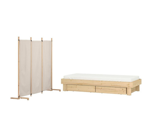 Meble do sypialni, kpl. 2 szt., sosna/Katorp beżowy GLAMBERGET 995.763.57