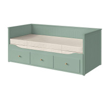 Кушетка с 3 выдвижными ящиками, 2 матрасами, серо-зеленый/жесткий Vannareid HEMNES 196.102.18