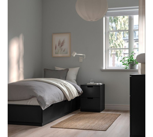 Rama łóżka z pojemnik i materacem, antracyt/Åkrehamn twardy NORDLI 395.368.83