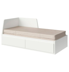 Кушетка с 2 выдвижными ящиками, 2 матрасами, белая/жесткая Vannareid FLEKKE 694.959.42