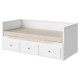 Кушетка с 3 выдвижными ящиками, 2 матрасами, белая/жесткая Vannareid HEMNES 393.909.46