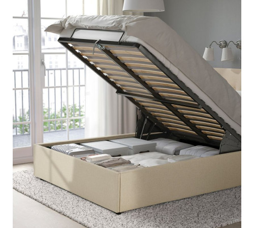 Кровать с ящиками для хранения, бежевая Naggen IDANÄS 705.880.87