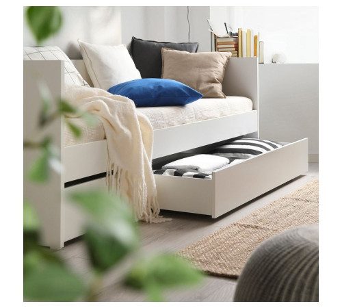 Leżanka z szufladami/1 materac, biały/Åfjäll średnio twardy VIHALS 295.805.84