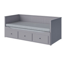 Кушетка с 3 ящиками, 2 матрасами, серый/Еготнес жесткий HEMNES 494.281.14
