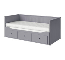 Leżanka z 3 szufladami, 2 materace, szary/Åfjäll twardy HEMNES 795.214.79
