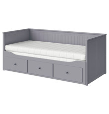 Leżanka z 3 szufladami, 2 materace, szary/Åfjäll twardy HEMNES 795.214.79