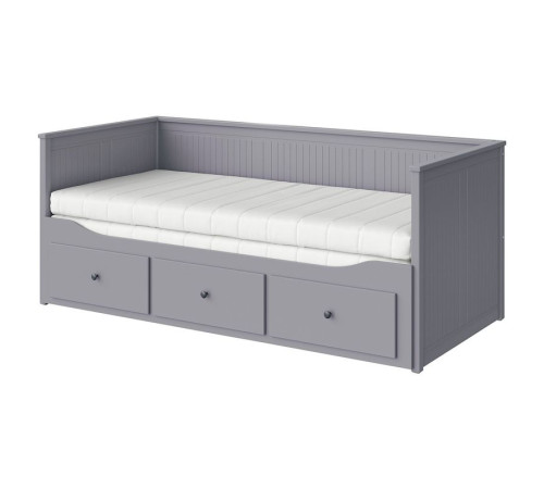 Leżanka z 3 szufladami, 2 materace, szary/Åfjäll twardy HEMNES 795.214.79