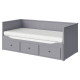 Leżanka z 3 szufladami, 2 materace, szary/Åfjäll twardy HEMNES 795.214.79
