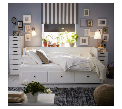 Rama leżanki z 3 szufladami, biały HEMNES 903.493.26