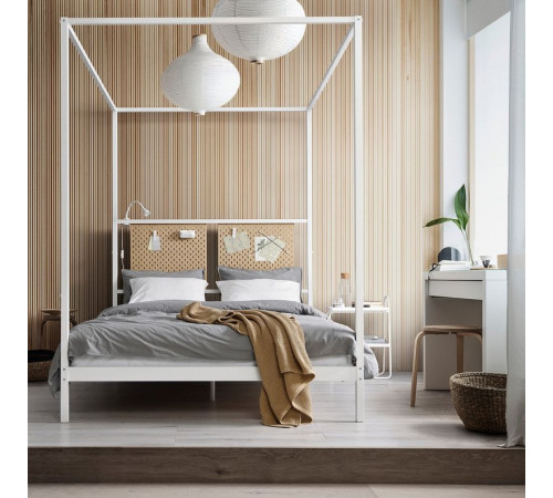 Rama łóżka z baldachimem, biały/Skådis drewno VITARNA 896.346.97