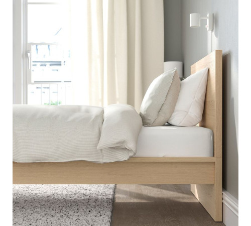 Rama łóżka, wysoka, okleina dębowa bejcowana na biało/Lönset MALM 091.572.99