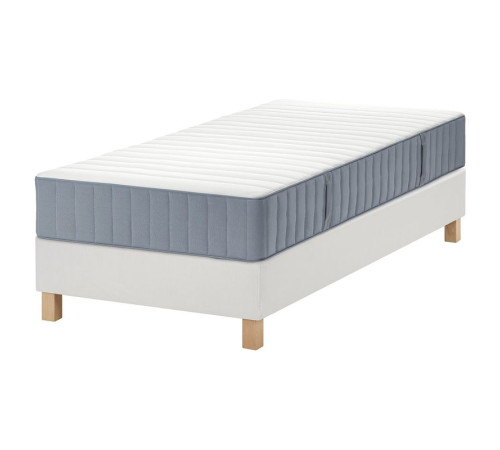 Łóżko kontynentalne, Valevåg twardy/jasnoniebieski biały LYNGÖR 696.112.01