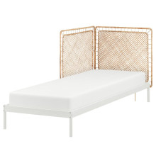 Rama łóżka z 2 zagłówkami, biały/Tolkning rattan VEVELSTAD 794.418.02