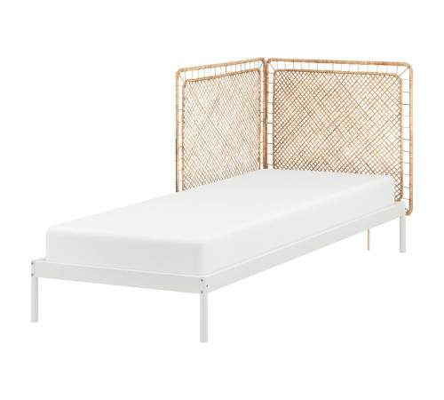 Rama łóżka z 2 zagłówkami, biały/Tolkning rattan VEVELSTAD 794.418.02