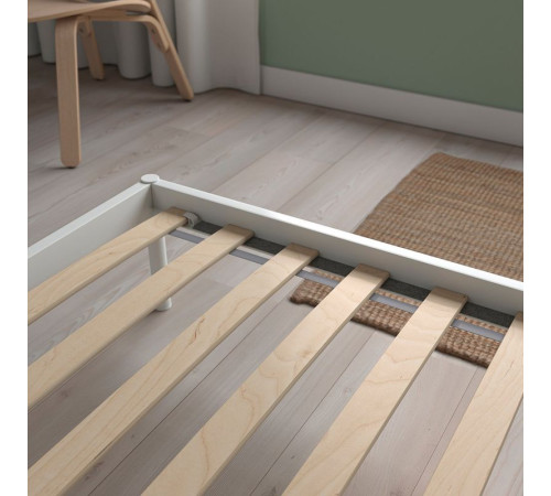 Rama łóżka z 2 zagłówkami, biały/Tolkning rattan VEVELSTAD 794.418.02