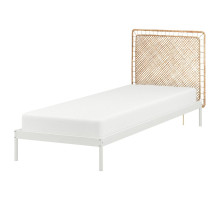 Rama łóżka z 1 zagłówkiem, biały/Tolkning rattan VEVELSTAD 994.417.78