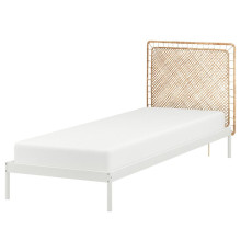 Rama łóżka z 1 zagłówkiem, biały/Tolkning rattan VEVELSTAD 994.417.78