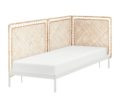 Rama łóżka z 3 zagłówkami, biały/Tolkning rattan VEVELSTAD 994.418.20