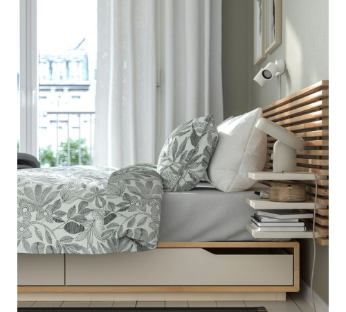 Rama łóżka z zagłówkiem, brzoza/biały MANDAL 090.949.47