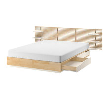 Rama łóżka z zagłówkiem, brzoza/biały MANDAL 090.949.47
