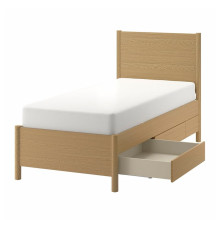Кровать с выдвижными ящиками, дубовый шпон TONSTAD 204.891.41