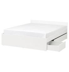 Кровать с двумя отделениями для хранения, белая/Luröy VIHALS 395.819.79