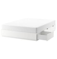 Кровать с выдвижными ящиками, белая NORDLI 403.498.47