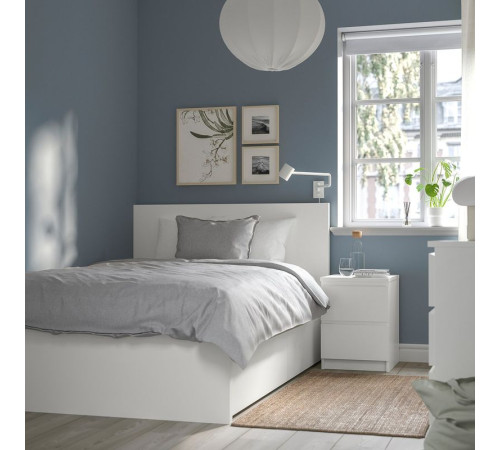 Rama łóżka z 2 pojemnikami, biały/Lönset MALM 490.477.46