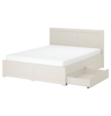 Кровать с 4 отделениями для хранения, кремовый/Lönset FÅGELFJÄLLET 596.210.93