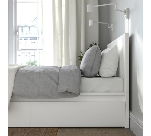 Rama łóżka z 2 pojemnikami, biały/Lönset MALM 791.760.82