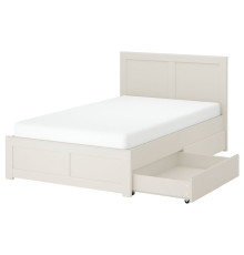 Кровать с двумя отделениями для хранения, кремовый/Luröy FÅGELFJÄLLET 796.210.54