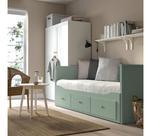 Rama leżanki z 3 szufladami, szarozielony HEMNES 806.228.92