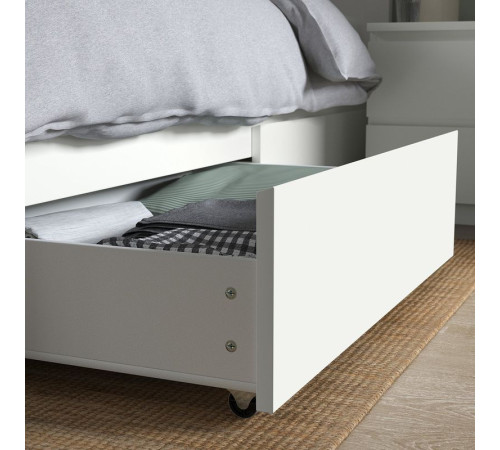 Rama łóżka z 2 pojemnikami, biały/Lönset MALM 890.327.38