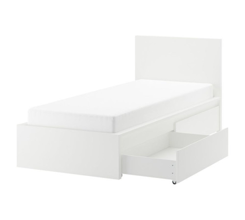 Rama łóżka z 2 pojemnikami, biały/Lönset MALM 890.327.38
