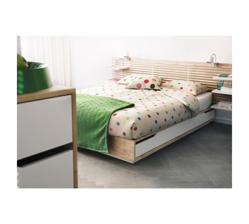 Rama łóżka z szufladami, brzoza/biały MANDAL 902.804.83